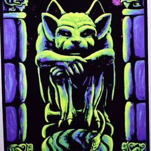 Gargoyle Blacklight Poster UV Reactive Gothic Special Edition Silk Screen Print
